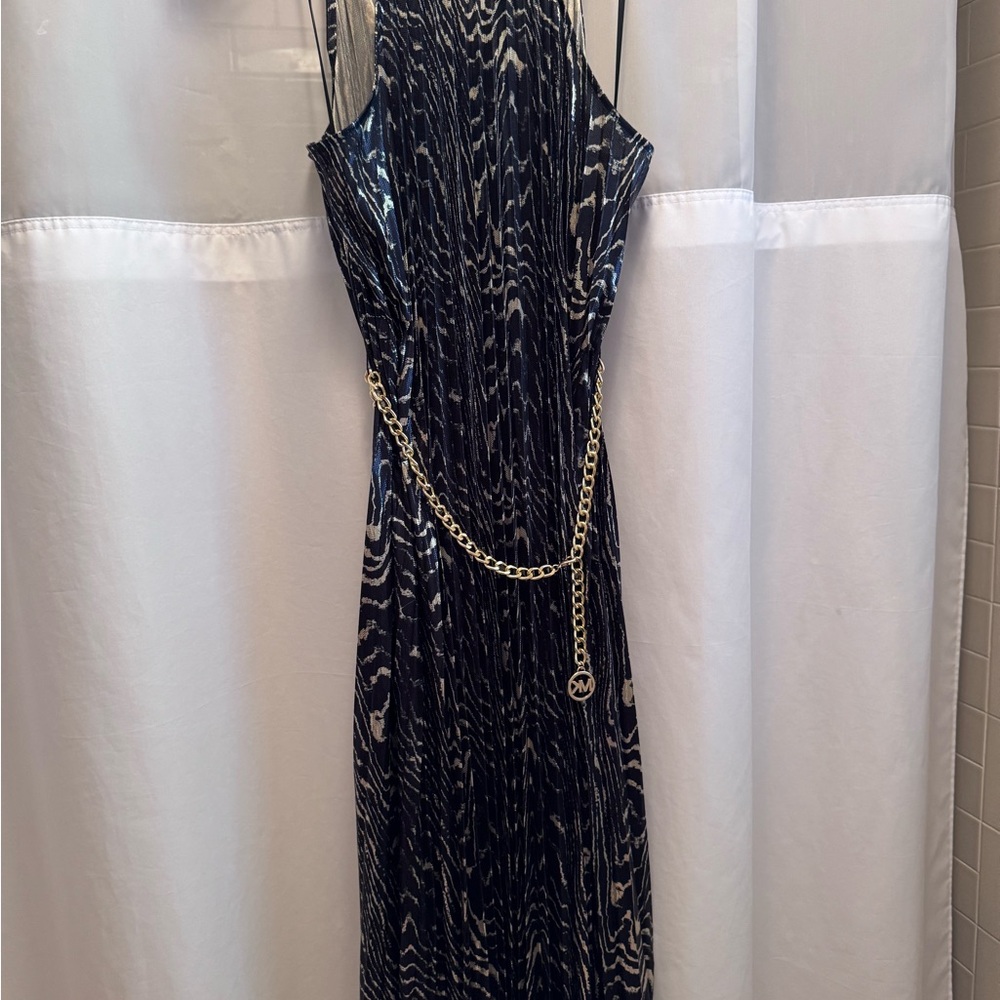 Michael Khors Elegant Sparkle Sheer Black and Gold Women's Dress
